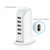 USB Charger 5 Port 5 Feet Cord Socket, Universal 6A 30W Portable Hub Desktop Wall Charging Multi Ports Rapid Adapter Vertical Station